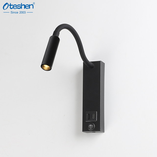 LED 床头阅读灯，带柔性可调灯管，铝制防眩光，USB Type-C 充电选项 LDG2120-3 LCG2130-3