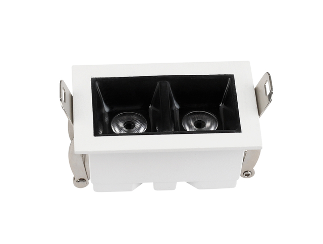 4W 2램프 깊은 눈부심 방지 매입형 LED 그릴 조명 - Oteshen LXT0420-4 LXT0420P-4 더블 헤드 천장 스포트라이트