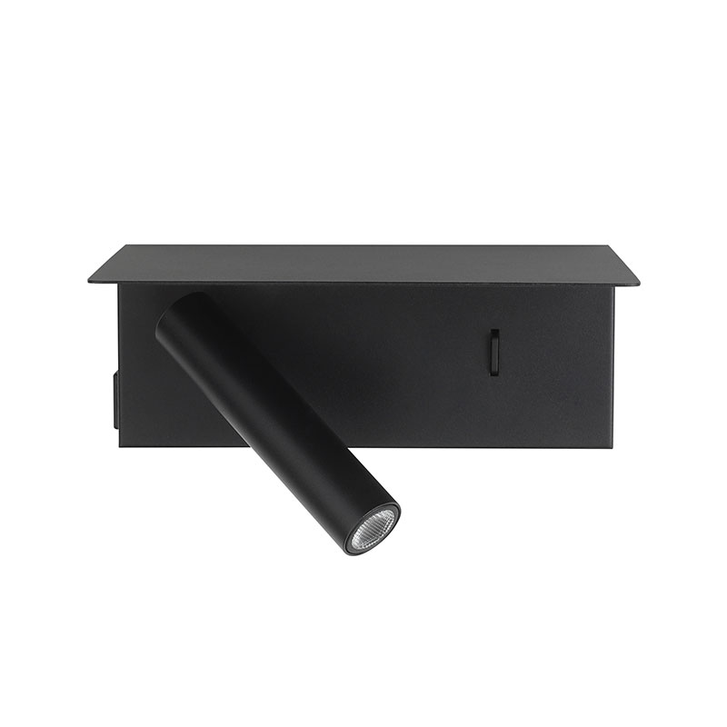 Kinkiet LED do czytania przy ł&oacute;żku z p&oacute;łką do przechowywania, ładowanie przez USB typu C - Oteshen LBD3920C-2 2W aluminiowy kinkiet ścienny